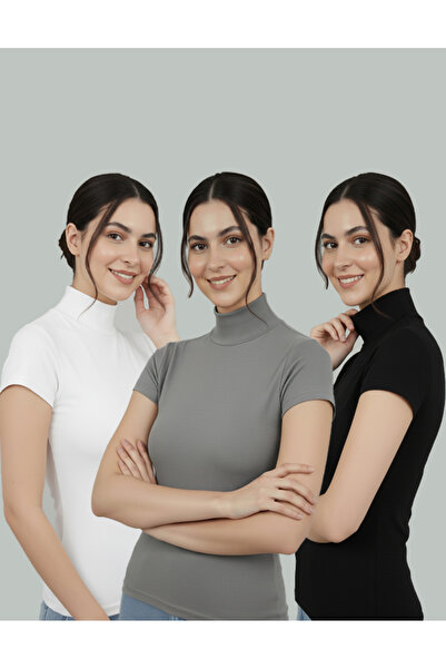 FATELLA Set de 3 piese pentru femei, din Lycra, elastic, cu mânecă scurtă, ti...