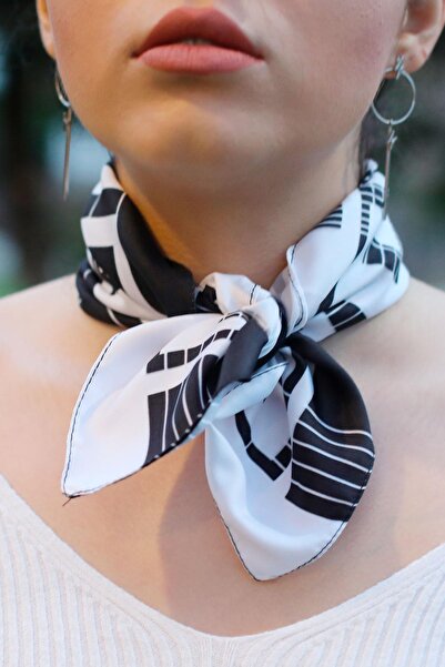 AFVENTE Φουλάρι με σχέδιο εκρού-μαύρο