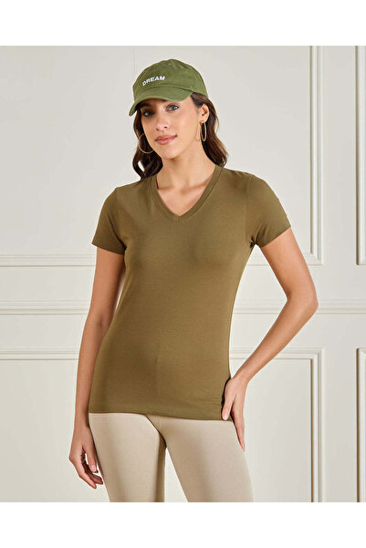 REDTAG Women Brown Basic T-Shirt