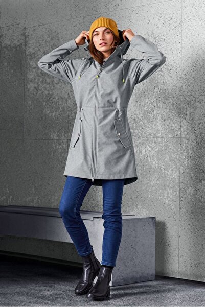 Tchibo Women Hooded Soft Shell Jacket, Grey