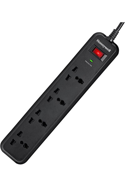 HONEYWELL Surge Protector, 4 Universal Sockets, 2m Cord, 15000Amp, Master Switch