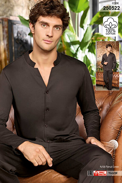 Aydoğan Men's Suprem Long Sleeve Pajama Set 250522 Brown