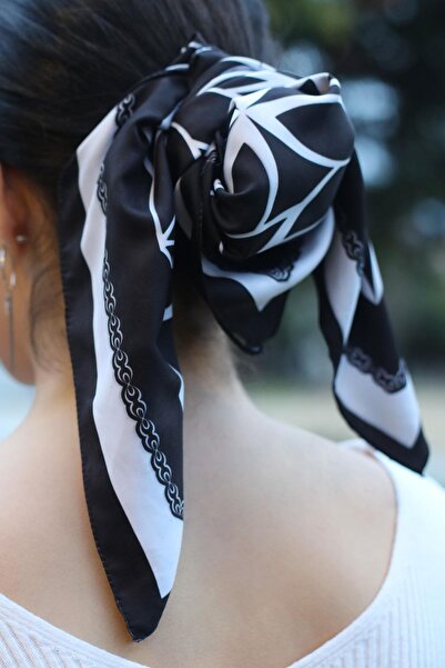 AFVENTE Φουλάρι με σχέδιο Λευκό-Μαύρο