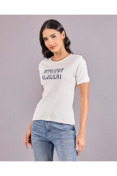 REDTAG Women White Printed T-Shirt