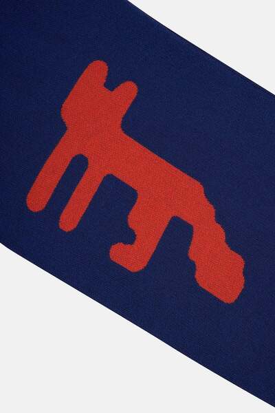 WWF Market Червона лисиця Жаккардова пряма в'язана шарф - Синій