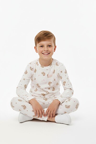 NEWKİDS Unisex Kids Koala Pattern Transitional Cotton Pajamas Set