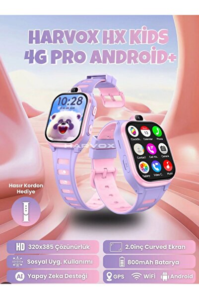 asfteknoloji HARVOX 4G Pro + Plus Android Sim Kartlı Akıllı Çocuk Saati | GPS...