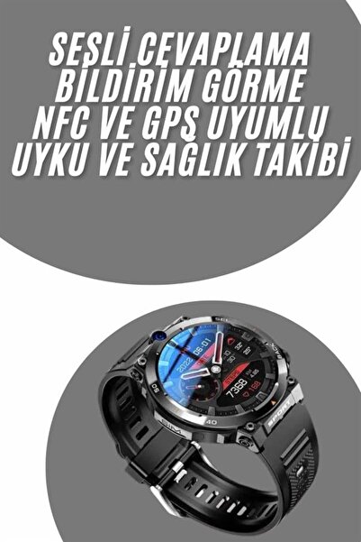 UCUZTEKNO Akıllı Saat Titanyum Kasa Yuvarlak Ekran Alarm Uyku ve Sağlık Takibi Titreşimli