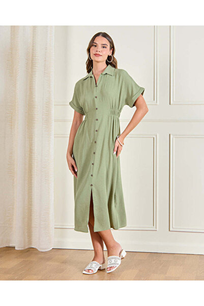 REDTAG Women Green Collared Casual Dress