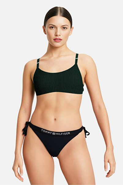 Tommy Hilfiger Women Brand Logo Tie Closure Bikini Bottom, Black