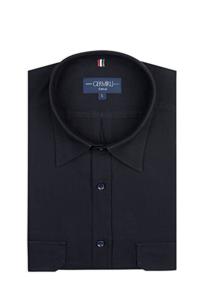 Germirli Albiate Navy Blue Tailor Fit Sport Oxford Men's Utility Shirt