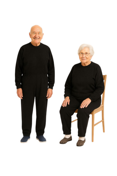 MEDLIVE DEMANS HASTALARI İÇİN ARKADAN FERMUARLI SİYAH TULUM