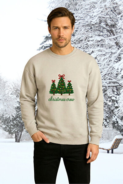 Windy Island Унисекс дамска/мъжка блуза с обло деколте, 100% памук, мека текстура, с принт „Новогодишна тема“