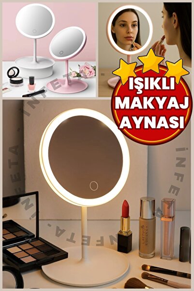 İnfeta Led Işıklı Usb Şarjlı Makyaj Aynası Dokunmatik Masa Üstü Makyaj Aynası