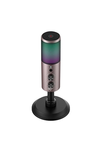 Havit Μικρόφωνο παιχνιδιών USB-C με RGB, ακύρωση θορύβου, ανάλυση 192kHz/24bit, έλεγχος κέρδους, γκρι