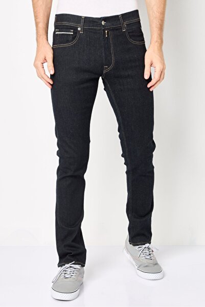 Replay Men Regular Fit Solid Stretchable Jeans, Navy Blue