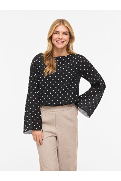 VILA Oberteil mit langen Ärmeln VIEBLA Gepunktetes