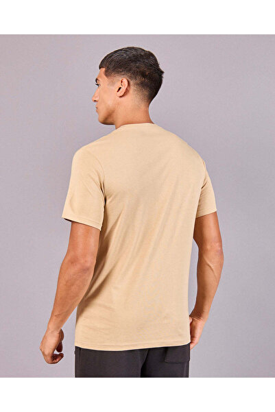 REDTAG Men Beige Basic Graphic T-Shirt