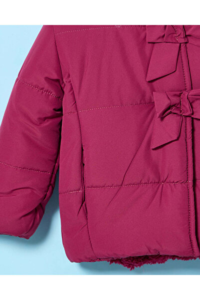 REDTAG Infant Girls Burgundy Padded Jacket With Hoodie