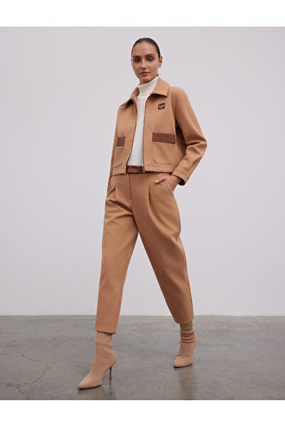 BGN workshop Yun Karisim Leather Paneled Bag Pocket-Zippered Coat