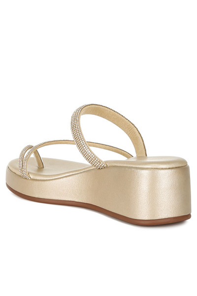 london Rag Women Chunky Rhinestone Platform Sandals in Rose Gold