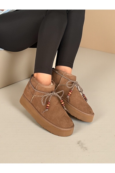 Jarrox Γυναικείες χειμερινές μπότες MOCCA με εμφάνιση βιζόν, άνετη σόλα από πολυελαίους, αξεσουάρ με χάντρες, επένδυση από γούνα στο εσωτερικό