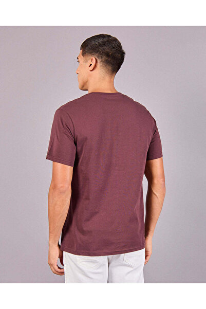 REDTAG Men Burgundy Basic Graphic T-Shirt