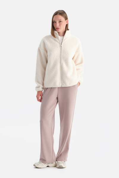 Dagi Ecru Women's Front Pocket Snap Fastener Coat