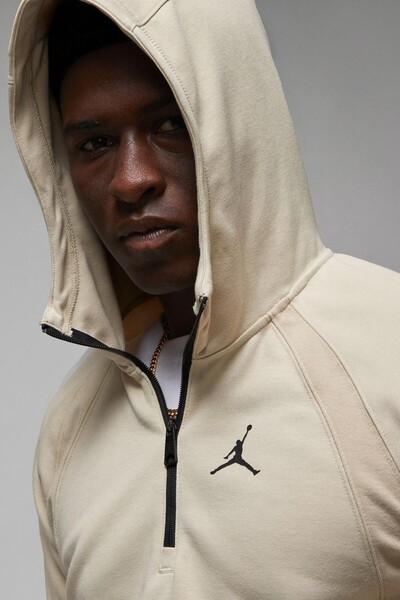 Nike Jordan Dri Fit Half Zip Sport Ανδρικό φούτερ με κουκούλα με κουκούλα με μισό φερμουάρ κρεμ