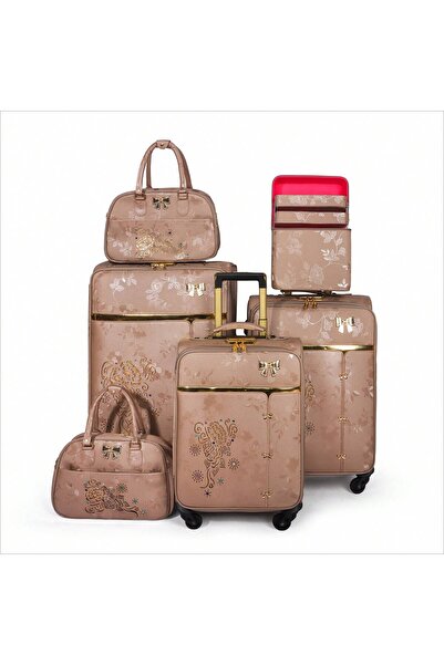 Prosperity Multicolor Choose Trolley Luggage Set 4 Wheels 6pcs Suitcase Set With Tote Bag For Wedding Usage