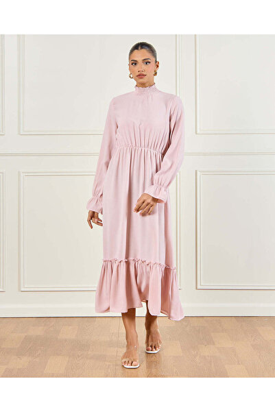 REDTAG Women Pink High Neck Maxi Dress