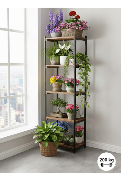 Sedefira Metal Saksı Rafı Çiçeklik Saksı Standı Saksı Rafı Kitaplık Mutfak Ra...