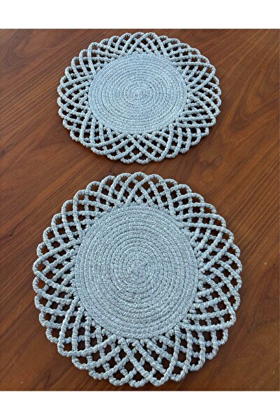 Home Inn Home Textile 2-Person Tableware Set Wicker Look American Style - Runner - Stain Resistant Gray