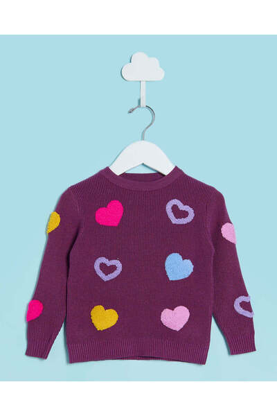 REDTAG Infant Girls Purple Knitted Sweater