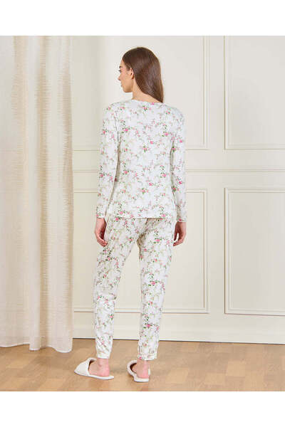 REDTAG Women White Floral Print Pyjama Set (2 Piece)