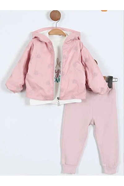 partner kids Afyateks Floral Patterned 3-Piece Raincoat Baby Girl Set