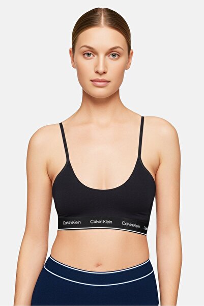 Calvin Klein حمالة صدر نسائية غير مبطنة بشعار العلامة التجارية، باللون الأسود