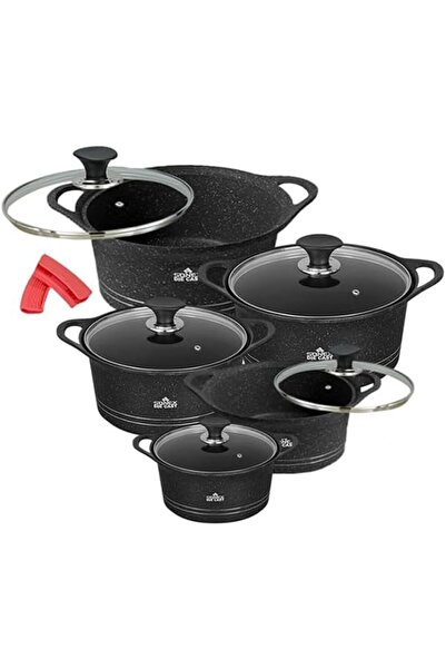 SONEX COOKWARES Diecast Glory Supreme 12-Piece Cookware Set, (20 cm to 36 cm) Pots, Black Granite