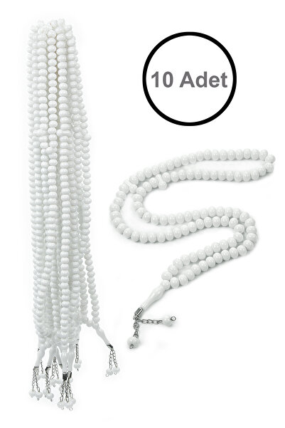 ihvan online 10 Pieces of 99-Bead Prayer Beads 10mm Hajj Umrah Gift - White