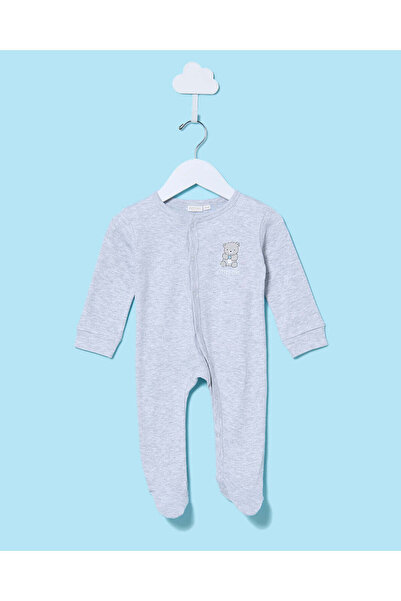 REDTAG Baby Grey And White Printed Sleepsuit Set (2 Piece)