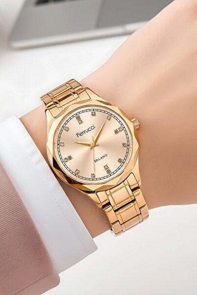 Ferrucci Steel Case Women Wrist Watch, Bracelet Gift Rose Color Zmfer212
