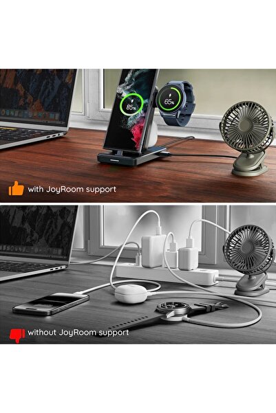 Joyroom 4-in-1 Foldable Wireless Charging Station for Phone, Earbuds, Watch, Type-C - Black