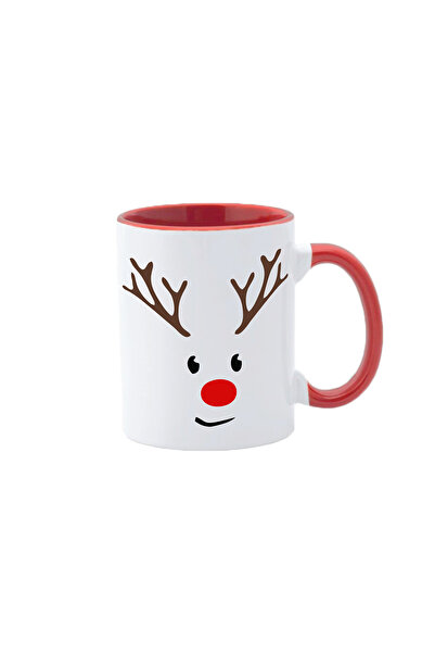 AFFIX THE DIFFERENT PERSPECTIVE Personalized mug, white with red interior and handle, 350ml, Christmas Collection, Model 8