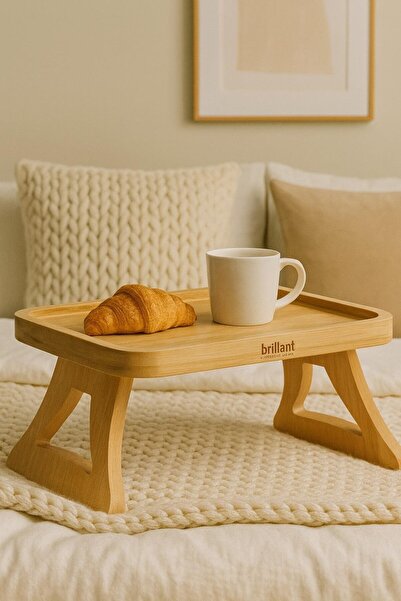 Brillant Foldable Bamboo Breakfast and Serving Table – Overbed Tray-Presentation Stand