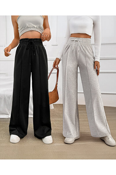 De Carte Women's Loose Fit Wide Leg Casual Sweatpants