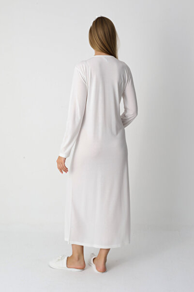 ERDENİZ TEKSTİL Lace Detailed Viscose Fabric Maternity Nightgown and Robe Set of 2 - Includes Slippers and Crown as a Gift