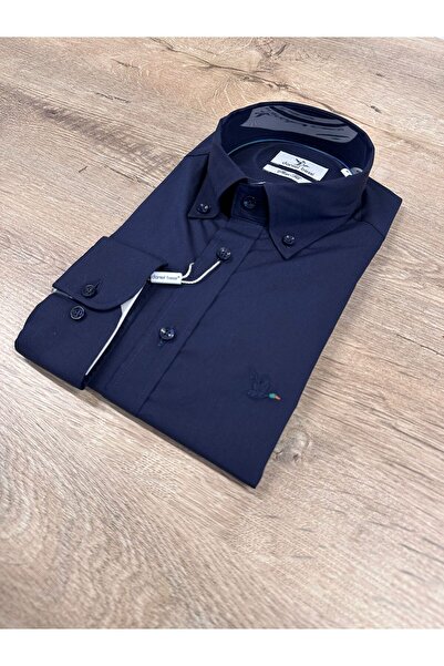 Daniel Bessi Κλασικό ανδρικό πουκάμισο με μακρύ μανίκι εφαρμοστό από βαμβακερό ελαστικό ύφασμα με κουμπιά