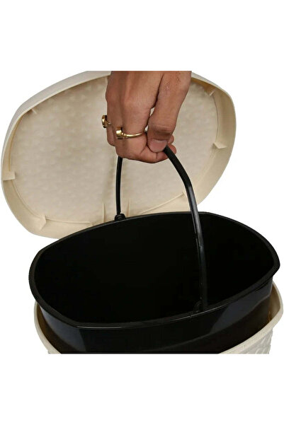 dealshopromania Rattan Pedal Bin Beige 18 Liters