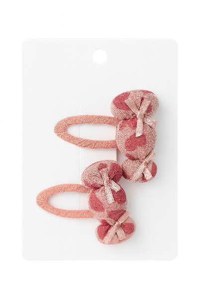 LİNACO Pembe Kumaş Fiyonk Detaylı Çocuk Saç Tokası – 2’li Set
