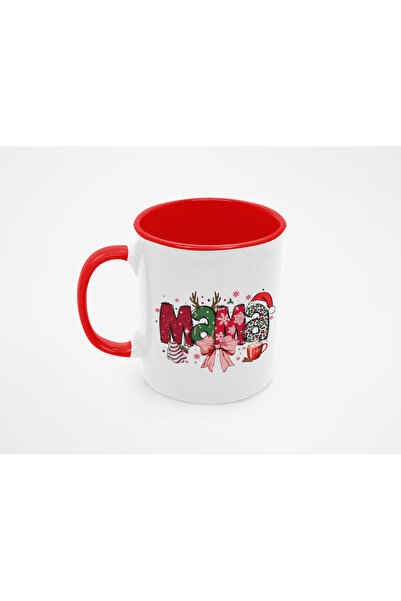 AFFIX THE DIFFERENT PERSPECTIVE Personalized white mug, red interior and red handle, 350ml, Christmas Collection, Text Mama, Model 11
